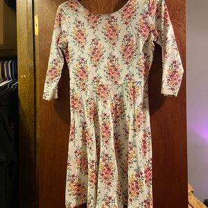 Girls floral wide neck knee length dress